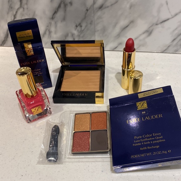 Other - Full size Estée Lauder powder lipstick, nailpolish 4 eyeshadow